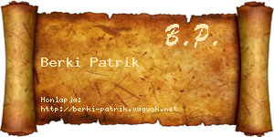 Berki Patrik névjegykártya
